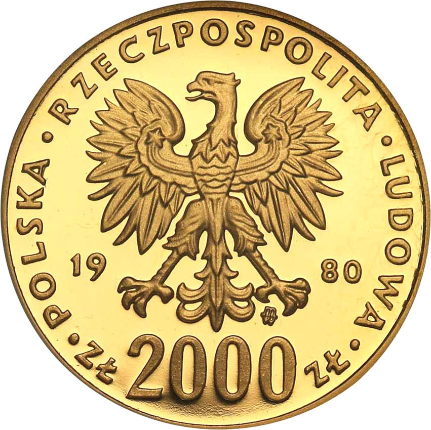 PRL. PRÓBA złoto 2000 złotych 1980 XIII Zimowe Igrzyska Olimpijskie Lake Placid